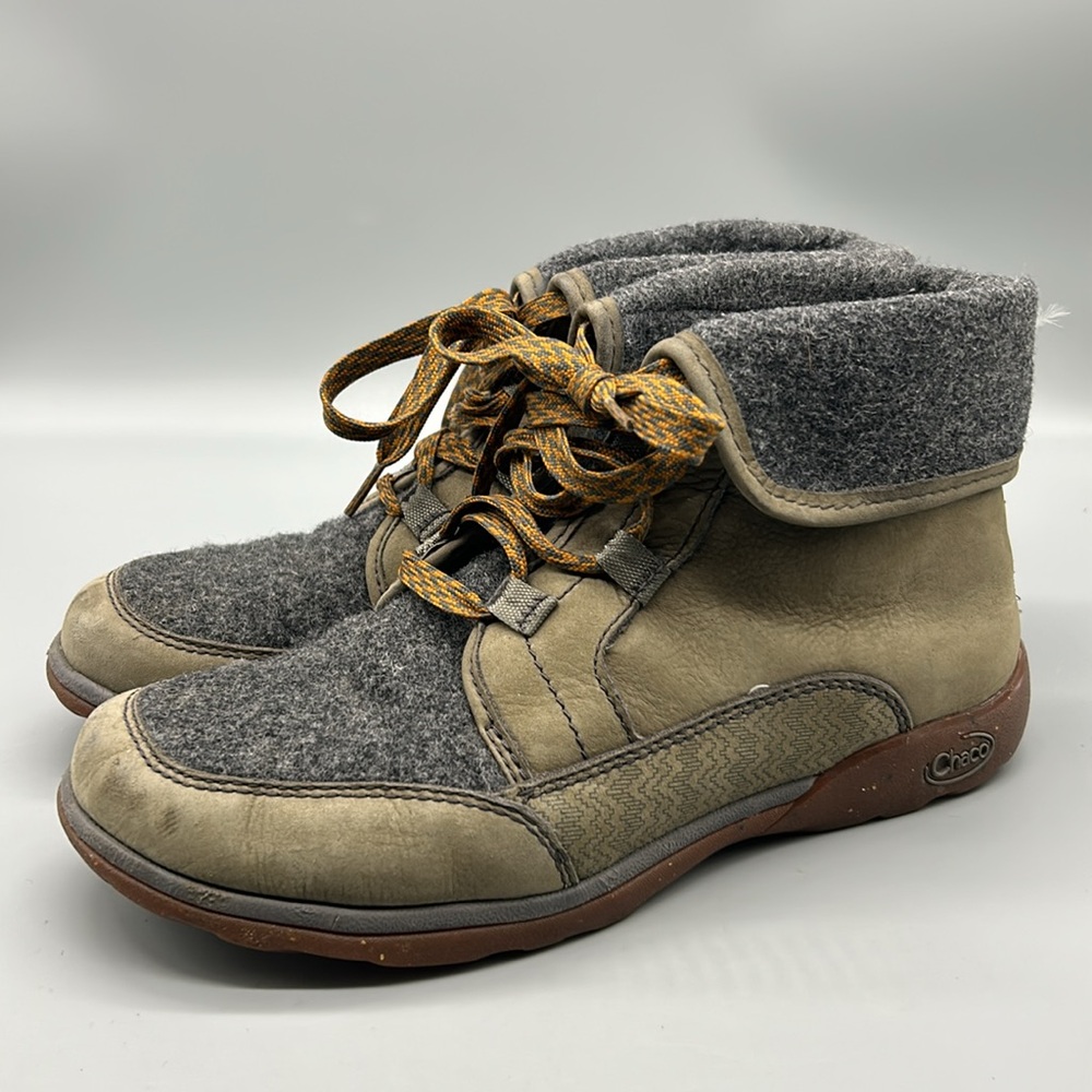 Chaco Barbary Nickel Grey Waterproof Leather Lace Up Boots - Picture 3 of 9